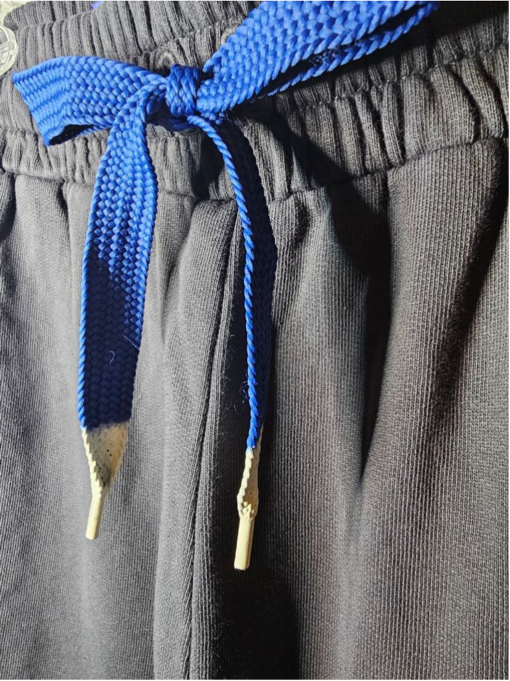 MOTHER Denim Knock Out Ankle Pant Jogger Faded Black Blue String Small NWT - Picture 5 of 12